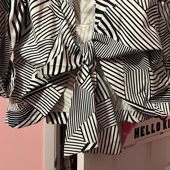 Striped Black and White Women's Top - Picture 2 of 5